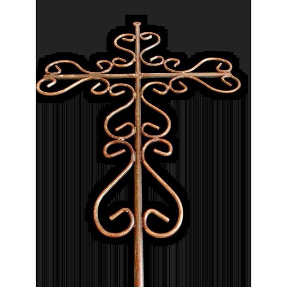 Cross Wrought Iron Hand Forged & Welded Wall Hanging Christian Crucifix 22 x 15 - Picture 1 of 10